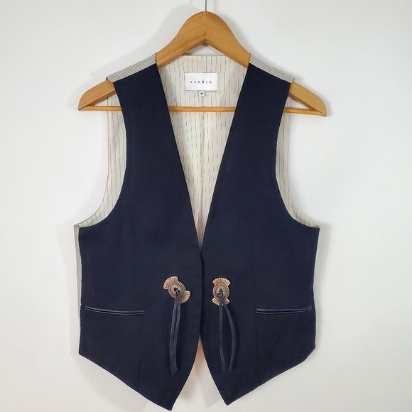 SANDRO Western Style Open Front Vest - Picture 5 of 8